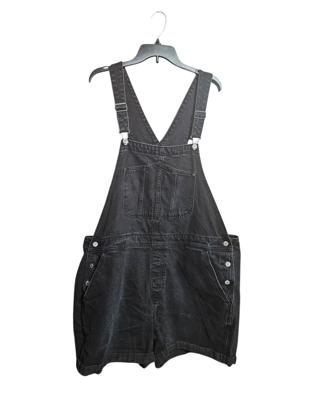Old Navy Plus Size Black Shorts Overalls Farmer Grunge Front Button Size 2X!
